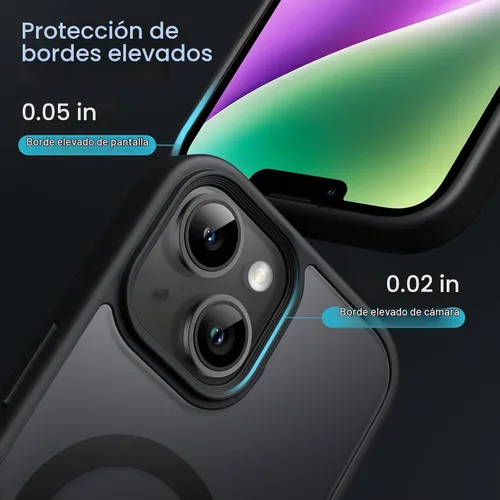 Vista 6 de JETech Funda magnética mate para iPhone 14, color negro Compatible con MagSafe, parte trasera mate translúcida, protección delgada a prueba
