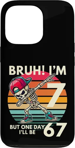 Vista 10 de Bruh I'm 7 But One-Day I'll Be 67 Retro 7th Birthday Kids Case for iPhone 17