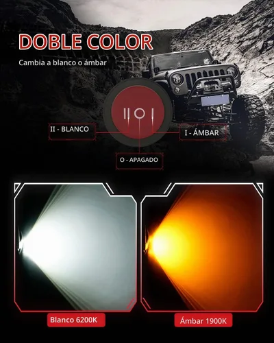 Vista 3 de LASFIT Luces de roca Switchback ámbar y blancas con interruptor de palanca, luces LED para pozo de rueda, kit de iluminación de neón