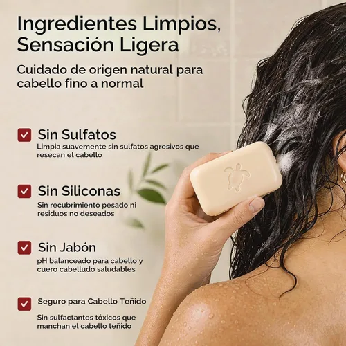 Vista 5 de Barra de champú para cabello dañado, teñido y normal, más de 100 lavados, arcilla blanca, vegano