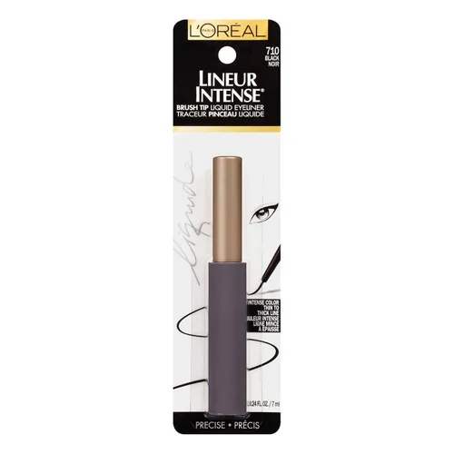 Vista 4 de L'Oreal Paris Lineur - Delineador de ojos líquido con punta de pincel intenso, 710 negro (paquete de 2)