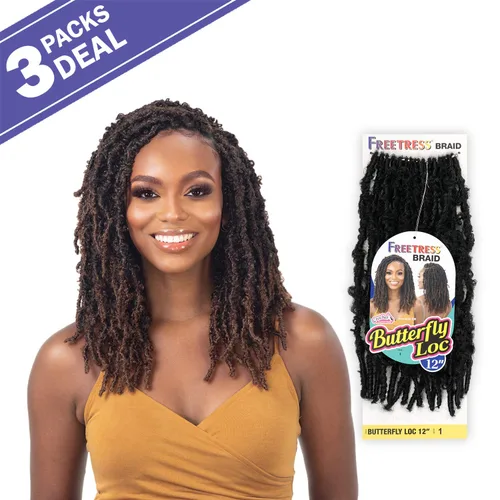 Vista 2 de Shake N Go FreeTress - Trenzas de ganchillo Butterfly Loc de 12 pulgadas (paquete de 3, 2)