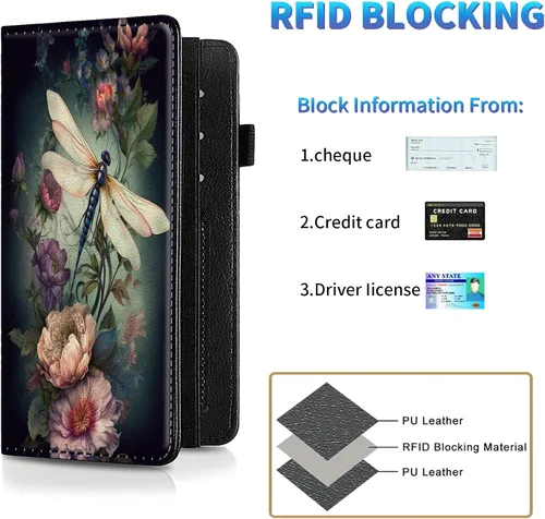 Vista 74 de Funda para chequera para hombres y mujeres, cartera de cuero RFID con ranuras para tarjetas de crédito, soporte de cheques duplicados personales