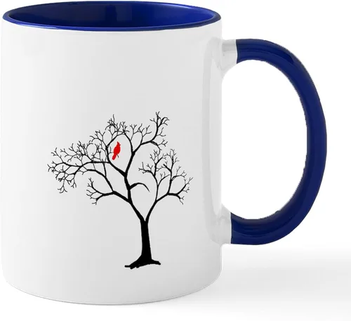 Vista 15 de CafePress Cardinal In Snowy Tree - Taza de café de cerámica (11 oz)