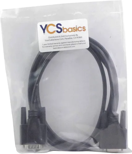Vista 2 de YCS basics Cable de extensión DB9 de 9 pines, negro de 6 pies, serie / RS232 macho/hembra