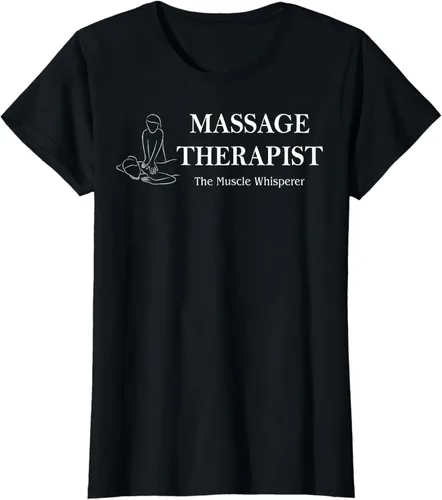 Vista 2 de Camiseta divertida para mujer The Muscle Whisperer, terapeuta de masaje de espalda, Negro, S