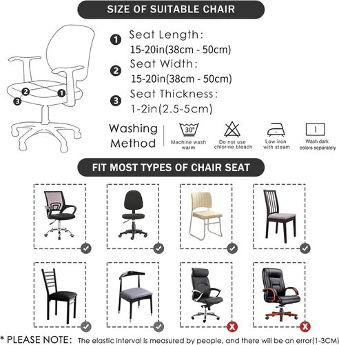 Vista 3 de FORCHEER Fundas de asiento para silla de oficina, fundas de cuero elástico impermeable PU para silla de computadora, fundas de cojín para asiento