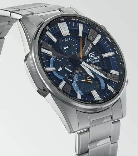 Vista 2 de Casio Reloj cronógrafo de cuarzo para hombre con correa de acero inoxidable plata pulsera Plateado Pulsera
