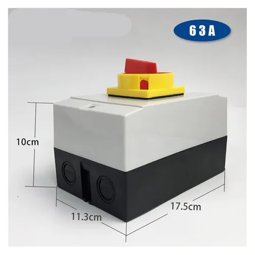 Vista 2 de YMD11-63D ON-Off Interruptor de desconexión aislador de dos posiciones 63A 3P candado Cam Cambio con caja impermeable IP65 (base negra 3P)