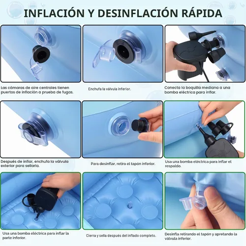 Vista 5 de Anfrere Bañera inflable portátil con bomba de aire eléctrica y parches