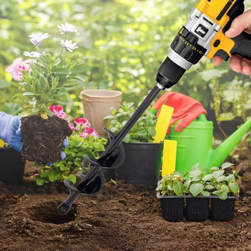 Vista 8 de Broca de taladro para plantar – 1.6 x 9 pulgadas y 1.6 x 16 pulgadas para jardín con agujero en espiral para plantar bulbos, flores, plantación