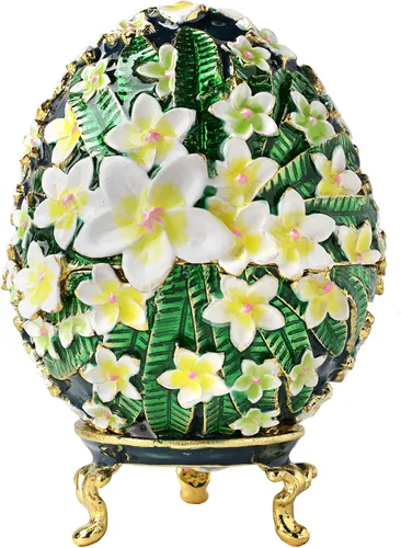Vista 10 de Apropos Huevo Faberge pintado a mano de estilo vintage con esmalte rico y diamantes de imitación brillantes caja de joyería