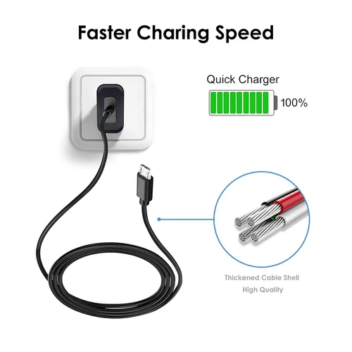 Vista 3 de Cargador de pared rápido Cable de carga USB para Motorola Moto E6 E4 E4 Plus E5 Play E5 E5 Plus E5 Plus E5 Supra, G5 G5S G4 Plus/Play, G6 Forge G6