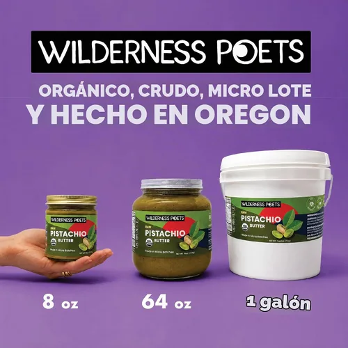 Vista 6 de Mantequilla de pistacho, Wilderness Poets. Orgánica y cruda. Mantequilla de nuez.