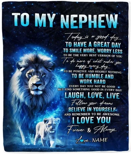 Vista 23 de Manta personalizada con texto en inglés «To My Nephew from Aunt Uncle Auntie I Love You Hugs» (texto en inglés) con texto en inglés «To My Nephew»