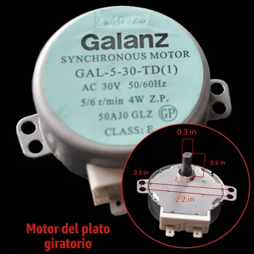 Vista 4 de Horno giratorio motor para microondas GALANZ, motor síncrono GAL-5-30-TD 30V 4W accesorios de reemplazo de microondas