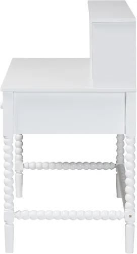 Vista 5 de Baxton Studio Archwood Writing Desk with Hutch 3-Drawer Wood Desk White
