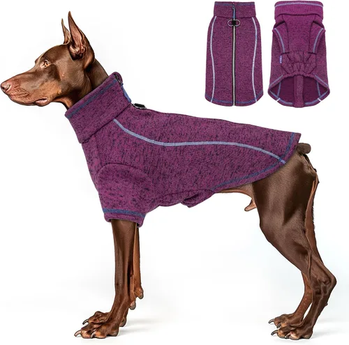Vista 7 de cyeollo Chaqueta de forro polar para perro, suéter con forro polar con cremallera, chaquetas reflectantes para perros pequeños, abrigos de invierno