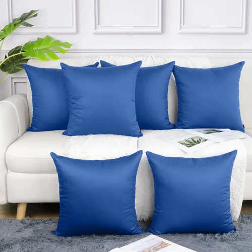 Vista 13 de Coddsmz Paquete de 6 fundas de almohada decorativas 100% algodón, fundas de cojín cuadradas de Navidad sólidas para el hogar, cama, sofá, día