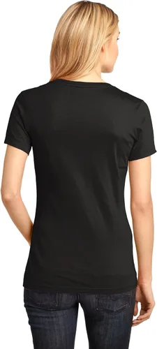 Vista 2 de District Made Camiseta con cuello en V para mujer, Negro azabache