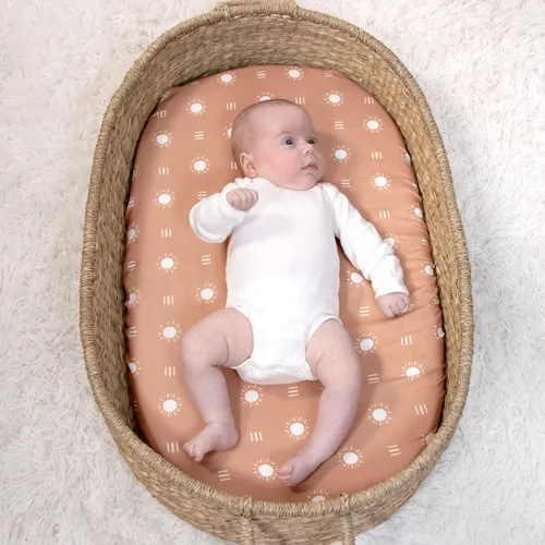 Vista 5 de The Peanutshell Juego de 4 sábanas para moisés para bebé niña o niño, suaves, ovaladas y ajustadas, para bebés niñas o niños, rectangular, fundas