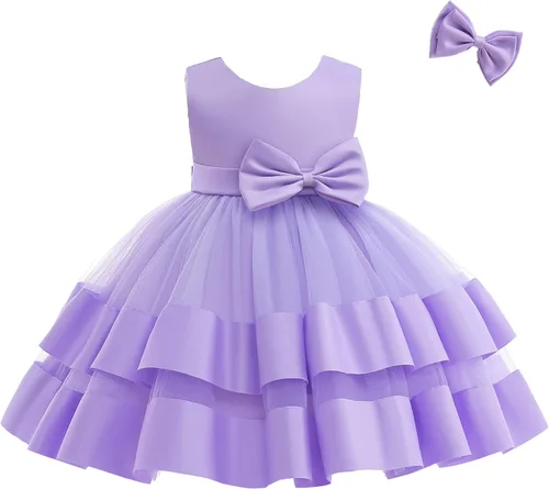 Vista 11 de 3M-6T Vestido de Concurso con Volantes de Encaje sin Espalda para Bebé Niña Vestido Tutú para Niña Pequeña Vestidos de Fiesta de Tul con Flores