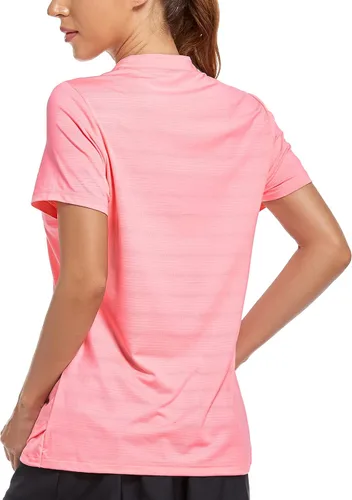 Vista 2 de MIER Polo de golf para mujer, sin cuello, UPF 50+, manga corta, tenis y correr, cuello en V