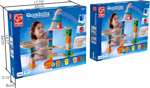 Vista 5 de Hape Quadrilla Cliffhanger Bloques de Pista de Canicas de Madera Juego de Laberinto de Canicas, Juguetes de Construcción de Desarrollo STEM