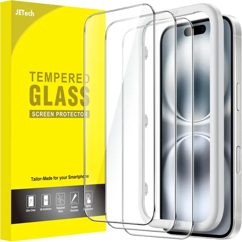 Vista 19 de JETech - Protector de pantalla para iPhone 15 de 6.1 pulgadas, película de vidrio templado con herramienta de fácil instalación, compatible
