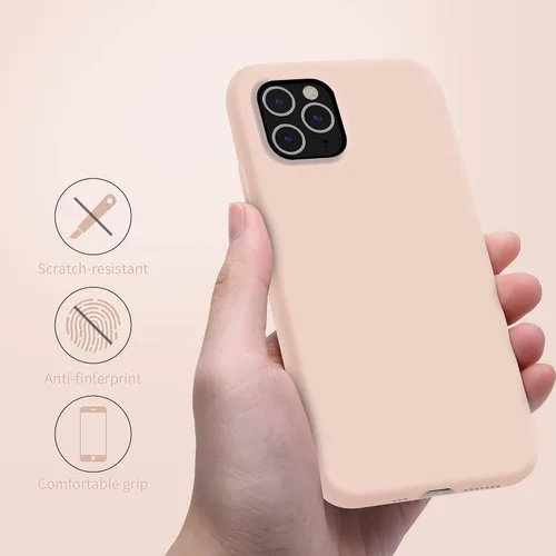 Vista 5 de OTOFLY Funda compatible con iPhone 11 Pro, ultra delgada, de silicona líquida, antiarañazos, a prueba de golpes, con forro de microfibra (rosa)