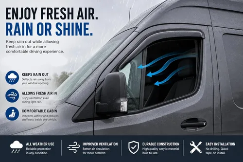 Vista 7 de Black Horse Off Road [BHOR] Protectores de lluvia / deflectores de viento compatibles con Mercedes Sprinter 1500 19-25 19-25 Mercedes Sprinter