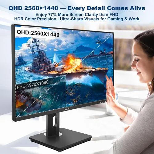 Vista 6 de Monitor de pantalla táctil, monitor de pantalla táctil de 27 pulgadas QHD 2560 x 1440 100Hz, monitores de pantalla táctil con 10 puntos táctiles