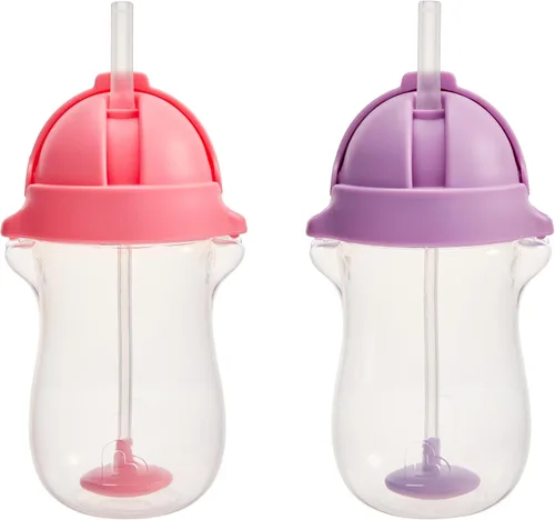Vista 10 de Munchkin Vasos de pajita con peso para niños pequeños con tapa de clic, 10 onzas, paquete de 2, azul/verde