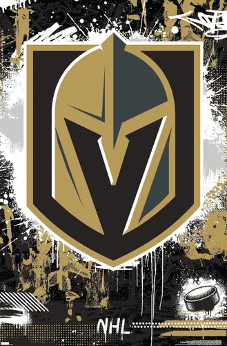 Vista 9 de Trends International NHL Vegas Golden Knights - Póster de pared con logotipo Maximalist 23 Versión enmarcada Barnwood
