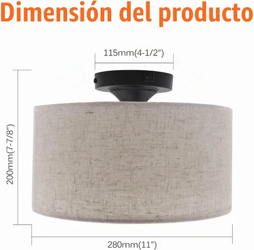 Vista 7 de Facon Lámparas colgantes de 12 V para autocaravana, luz de techo interior de 11 pulgadas con interruptor, 2 bombillas LED E26 reemplazables Lámpara