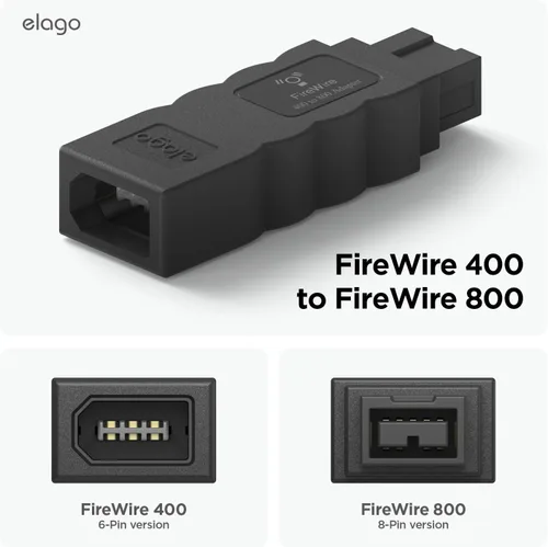 Vista 3 de Adaptador elago FireWire 400 a 800 (negro) para Mac Pro, MacBook Pro, Mac mini, iMac y todas las demás computadoras..