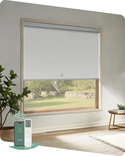 Vista 10 de Yoolax Persianas motorizadas con control remoto, persianas opacas remotas para ventanas, persianas enrollables automáticas inalámbricas persianas