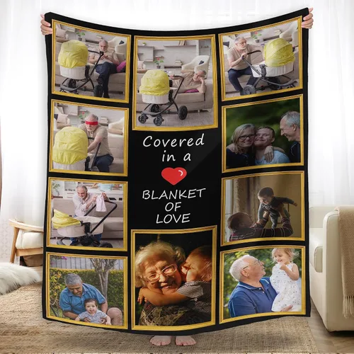 Vista 11 de YESCUSTOM Manta de fotos personalizada con tus fotos y textos, fabricada en Estados Unidos, regalo para esposas amigas para vacaciones, cumpleaños