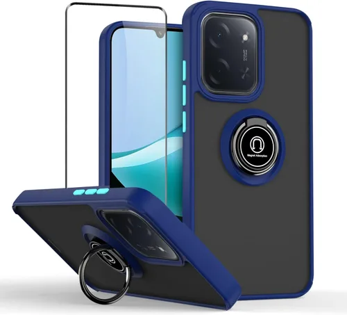 Vista 9 de QUIETIP Funda para Redmi 15C/Poco C85 con protector de pantalla, anillo magnético translúcido mate para montaje en coche, negro