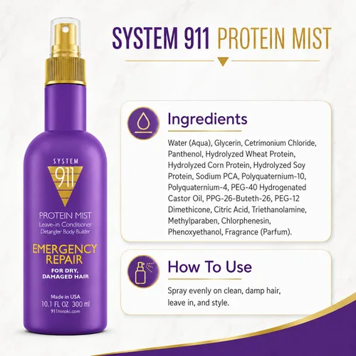 Vista 8 de HAYASHI System 911 Protein Mist - Acondicionador sin enjuague, 10.1 onzas