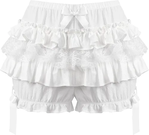Vista 4 de Shinsto Pantalones cortos de calabaza con volantes en capas para mujer