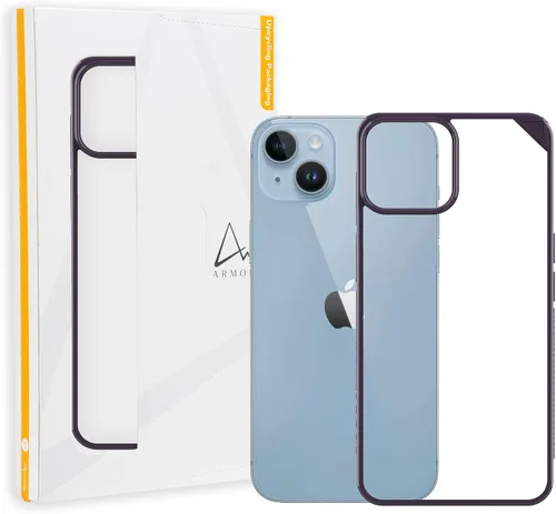 Vista 12 de ARMOR Funda Signature para iPhone 14 (transparente con cinta gris)