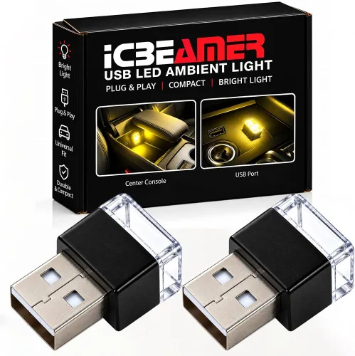 Vista 10 de ICBEAMER Paquete de 1 luz LED USB mini (rojo) Kit de iluminación de acento interior/nano para coche, enchufe directo, iluminación ambiental