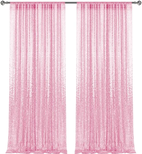 Vista 56 de 2 paneles de cortinas de fondo de lentejuelas verdes de 8 pies, cortinas de fondo de fotografía con purpurina para decoración de Navidad, boda