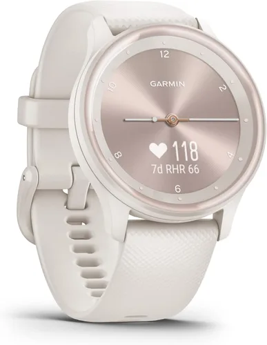 Vista 2 de Garmin G010-N2566-01 Vivomove Sport - Reloj inteligente híbrido de salud y bienestar con pantalla táctil, color marfil, certificado (renovado)