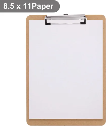 Vista 5 de Portapapeles de Madera, Tamaño Carta, Tablero de Clip de Fibra Dura 8.5x11 para Aula, Estudiantes, Niños, Profesores, Tamaño Estándar A4, 9" x 12.5