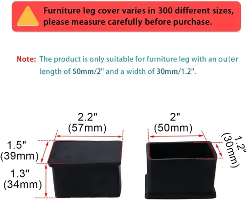 Vista 2 de uxcell Tapas rectangulares de goma para patas de silla, almohadilla de extremo, cubierta de pies para muebles, protector de suelo deslizante