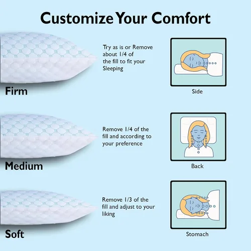 Vista 4 de Greaton, Almohada para dormir de espuma viscoelástica de gel, alivio de presión para cuello y hombros, altura ajustable, funda transpirable