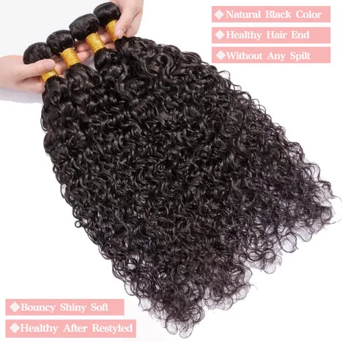 Vista 2 de Paquetes de cabello humano onda de agua 4 paquetes 10 12 14 16 pulgadas 10A brasileño virgen rizado profundo paquetes 100% sin procesar mojado