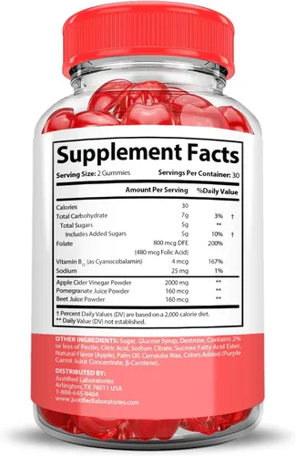 Vista 4 de Keto Bites Keto ACV Gummies Fórmula Extrema 2000 mg Vegano Sin OGM con Jugo de Granada Raíz de Remolacha B12 60 Gummys